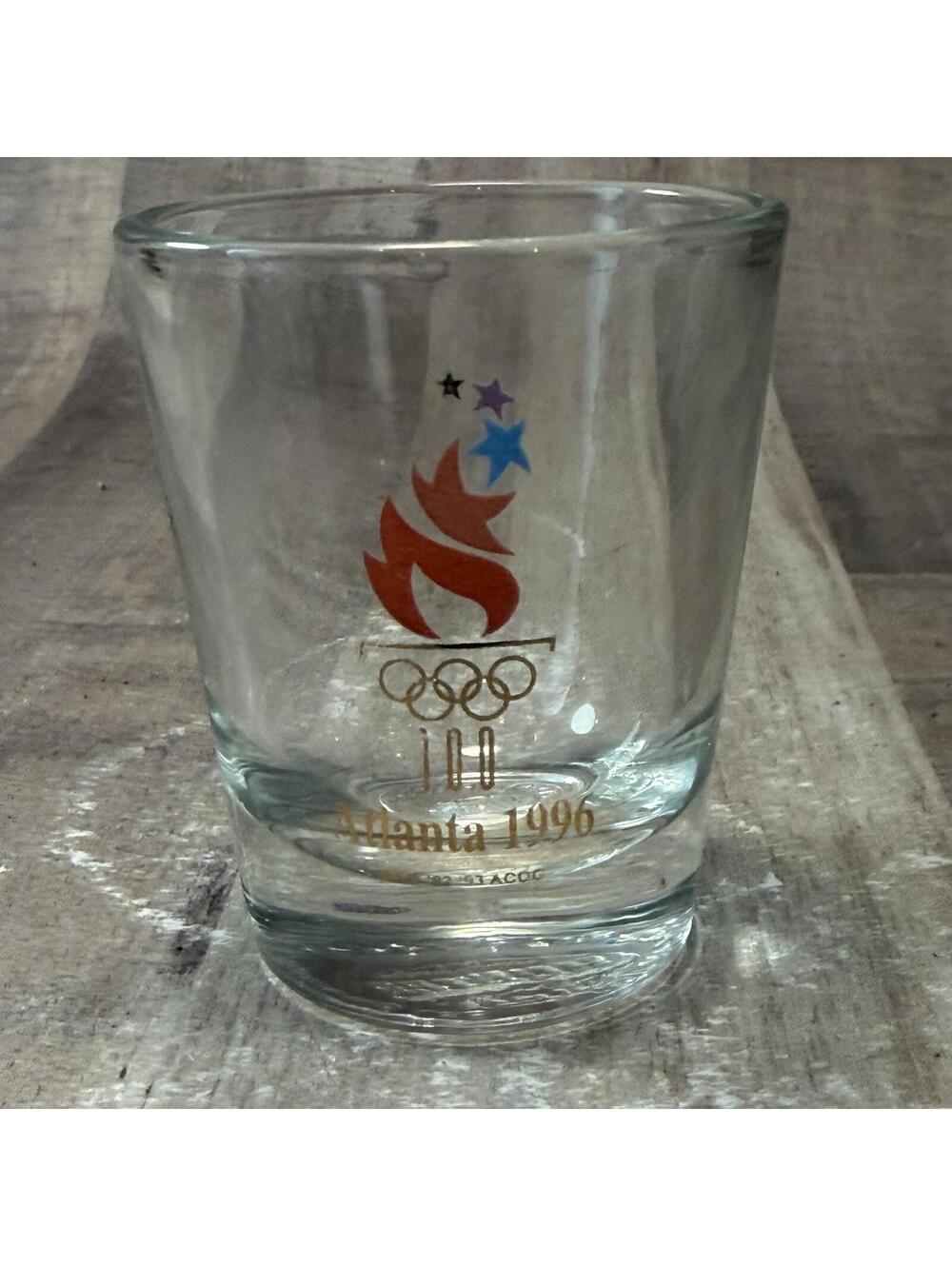Atlanta 1996 Olympics Commemorative Shot Glass Souvenir 2 3/8" Clear Glass